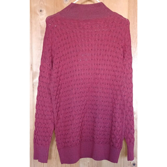 KNOX ROSE Women's Red Sweater Medium Mock Neck Glitter Warm Cozy Classy NWT - Picture 2 of 5